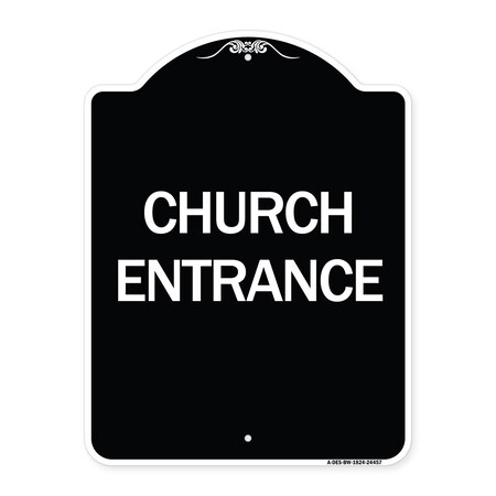 Signmission Designer Series Church Entrance, Black & White Heavy-Gauge Aluminum Sign, 24" x 18", BW-1824-24457 A-DES-BW-1824-24457